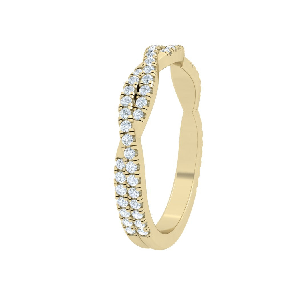 Twisted Moissanite Wedding band Yellow Gold